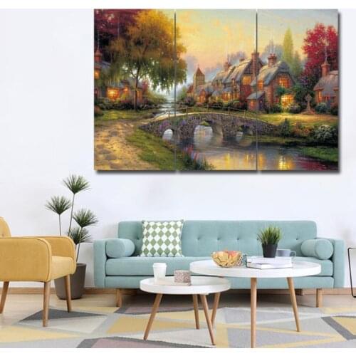 Oil painting country night 3 pcs HD Canvas Painting Modern Home Decoration Living Room Canvas Print Painting Wall Decor Picture