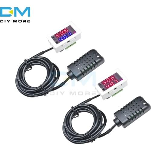 W2062C Intelligent High Precision Dual Display Digital Humidity humidification Controller DC 12V 24V 10A Red Blue 1.5m Probe