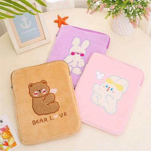 Korean Cartoon iPad Pouch Liner Bag Ins Girls Cute Travel Storage Bag Tablet iPad Sleeves Cover for iPad Pro 9.7 10.5 11 Inch