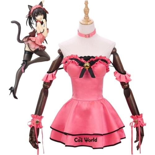 DATE A LIVE Tokisaki Kurumi Cat Sexy Tube Tops Dress Uniform Outfit Anime Cosplay Costumes