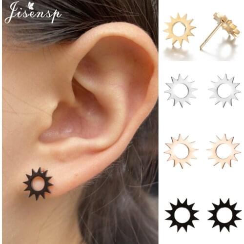 Small Stainless Steel Sun Stud Earrings for Women Bohemia Jewelry Accessories Vintage Geometric Earings Black Kids Gift
