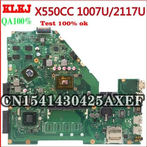 KLKJ X550CC Motherboard For ASUS X550CC R510C R510CC X550CL Laptop Motherboard 1007U/2117u Original Motherboard
