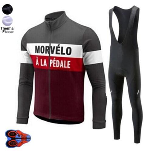 Morvelo Winter Thermal Fleece Cycling Jersey long sleeve 9D GEL PAD Pants Ropa ciclismo Bicycle Bike Clothing maillot Ciclismo
