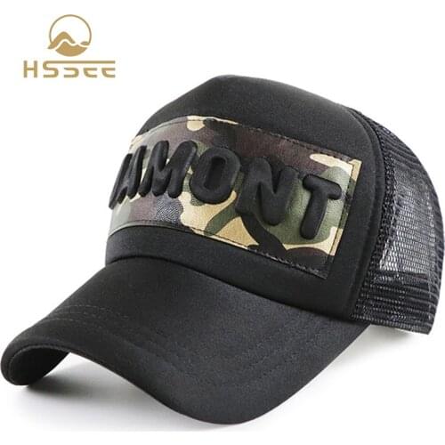 HSSEE Classic Mens Summer Hat Breathable Style High Quality Cotton Mens Baseball Cap Stylized Letters Fashion Camouflage hats
