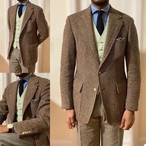 Smart Casual Men Tuxedos Vintage New Design Custom Made Handsome Blazer Business Wedding Party Groom Formal Suit Coat 1 Piece