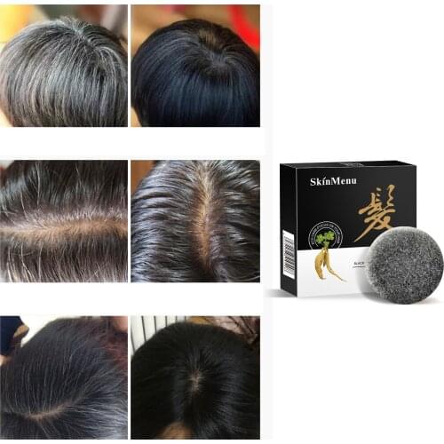 Soap Hair Darkening Shampoo Bar Organic Conditioner Moisturize Repair Gray White Hair Color Dye Treatment Bamboo