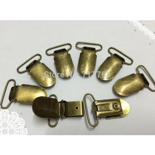 2016 NEW 25mm 50 pcs/lot antique bronze Metal Suspender Paci Pacifier Clips Ribbon Craft Sewing Hook Tools Holder Plastic Insert
