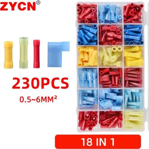 18 In 1 Crimp Terminal Insulated Connector Shaped Wire Copper Cold Press Block Lug 0.5-6mm² AWG10-22