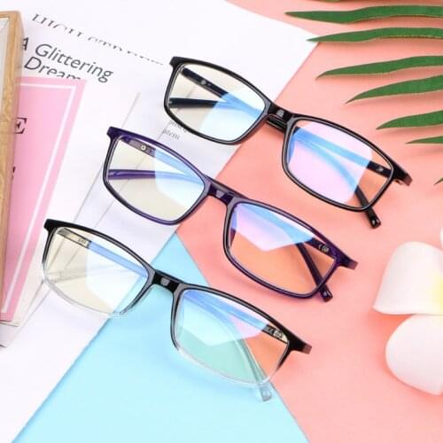 Men Women Classic Rectangle Frame Anti Blue Light Radiation Computer Glasses Plain Glasses 2XPC