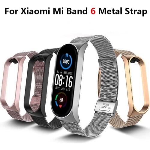 Strap For Xiaomi Mi Band 6 Metal Wristbands Stainless Steel Waterproof Bracelet For Mi Band 6 Fashion Replcement Wristband