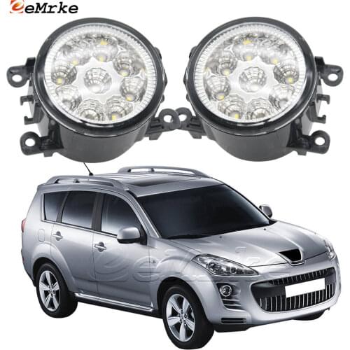 2PCS Car Styling 9-Pieces LED Fog Light Lamp for Citroen C-Crosser 2007 2008 2009 2010 2011 2012 H11 12V Halogen Fog Lights DRL