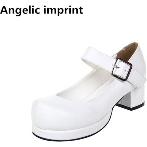 Angelic imprint woman mori girl lolita cosplay shoes lady mid heels pumps women princess dress lovely party shoes 33-47 4.5cm