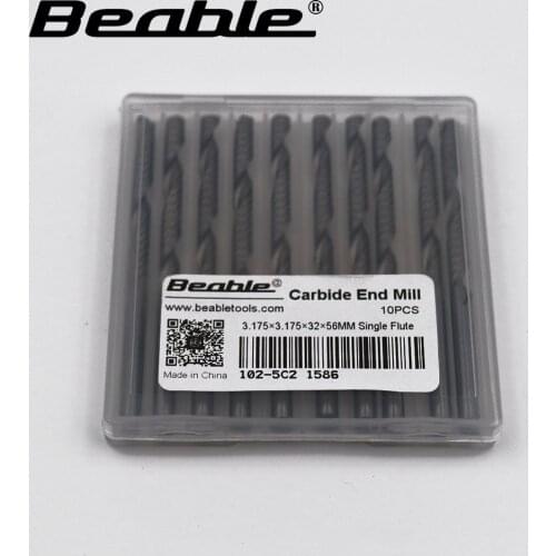 Beable carbide end mill set 3.175*3.175*32*56mm 1 end mill Engraving machine tool Carbide spiral cutter Used for PCB