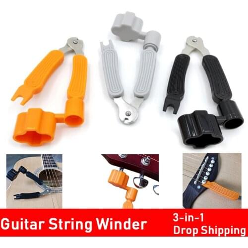 New 3colors Guitar 3 in 1 Multifunctional guitarra Ukulele Tool Winder + String Cutter + Pin Puller Instrument Accessories