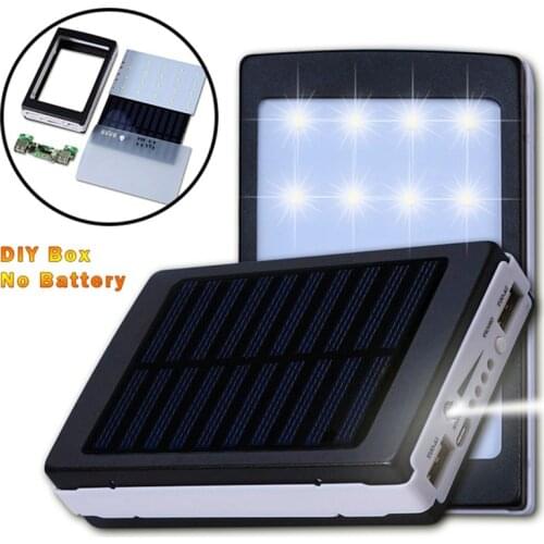 5V 2A PCBA Motherboard Universal Solar Power Bank Case DIY Box Dual USB 20Pcs LED 5x18650 Solar Powerbank DIY KIT(No Battery)