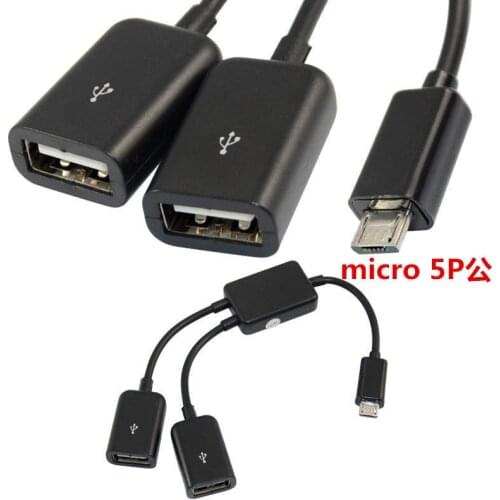 One minute and two power supply Micro USB OTG data cable HUB mobile phone with mouse and keyboard U disk sub-hub