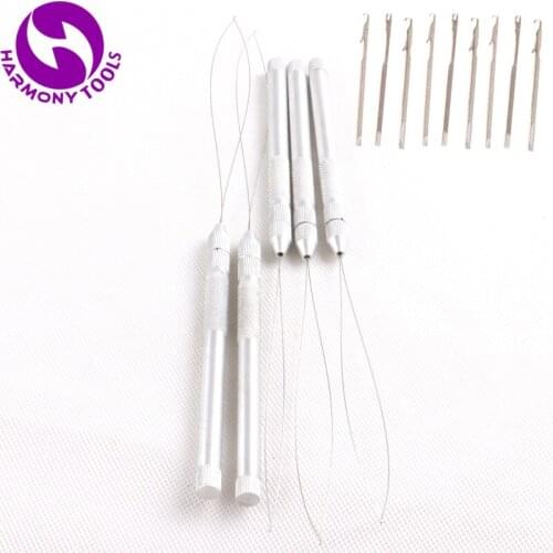 20 Sets Aluminum Handle Multifunction Micro Rings Bead Loop Threader Hook Needles Used For Install I tip Hair Extensions