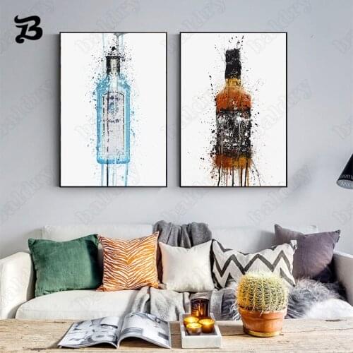 Wine Bottle Fashion Canvaspainting Posters and Prints Nordic Modern Wall Art Painting Wall Picture for Living Room Kitchen Decor