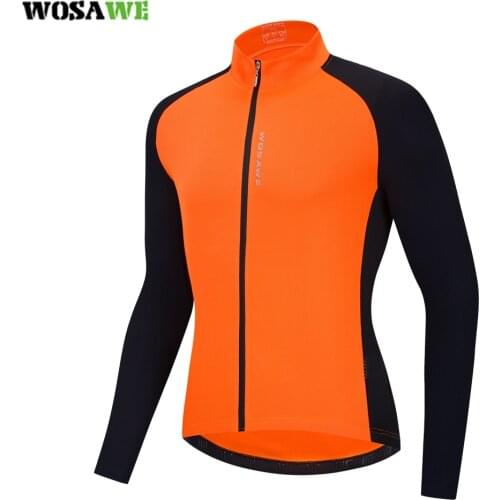 WOSAWE MenS Cycling Jersey Long Sleeves Orange Pro team Bicycle Clothing Quick Dry Bike Shirt Top