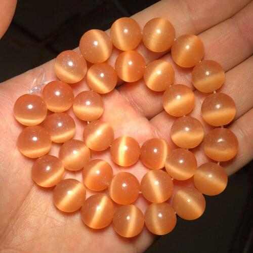 YHBZRET Champagne Cat Eye Opal Stone Round Loose Spacer beads for Jewelry making bracelets necklace DIY 15" Strand 4/6/8/10/12MM