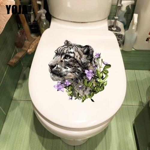 YOJA 22.5×22.2CM Classic Hand-Painted Art Patterns Wall Stickers Mural Tiger Cartoon Toilet Decoration T1-2809
