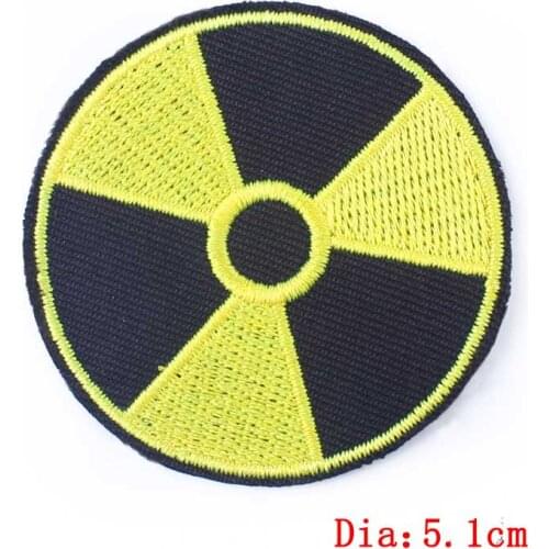 Yellow Nuclear Radiation Danger Sign Embroidered Badges Iron On Patches For Clothing Stickers Apparel Sewing Garment Wholesale