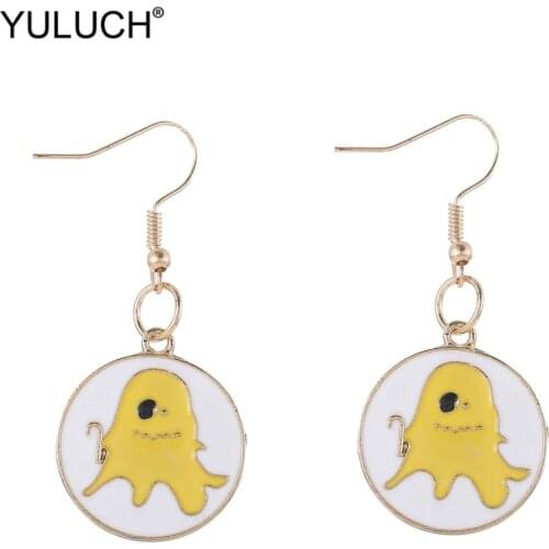YULUCH 2019 New Design Summer Beach Nature Style Round Metal Squid Fashion Drop Statement Earrings For Women Lady Girls Party