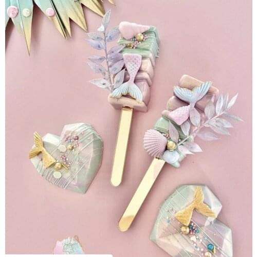 10pcs Cakesicle Sticks Acrylic Cake Topper Wedding Gold Sliver Mirror Ice Cream Stick for Baby Birthday Party Cake Decorations