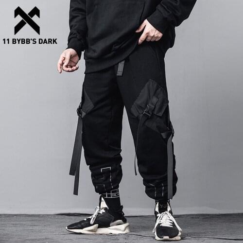 11 BYBBS DARK Tatical Cargo Pants 2020 Summer Multi Pockets Ribbon Streetwear Casual Joggers MenTrousers Hip Hop Harajuku Pants