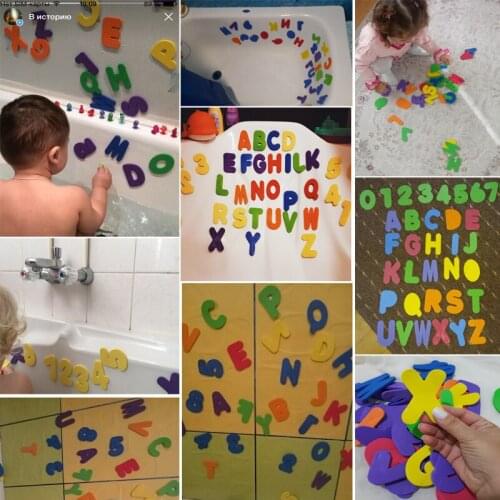 36pcs/set Bath Toy Russian Alphanumeric Letters Animal Puzzle Soft EVA Numbers Kids Water Early Educational Bathroom Baby Toys