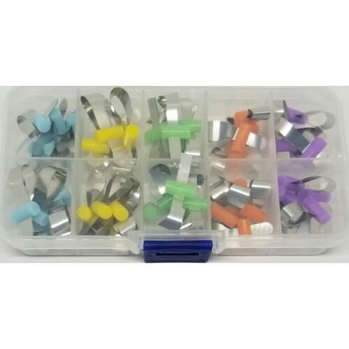 50pcs/Lot Dental Matrix Band Tofflemire Matrice Stuck SS Rubber Retainer Preformed Composite Forming Sheet