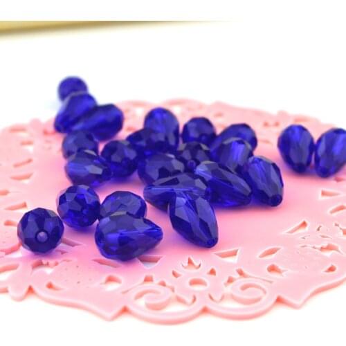 60pcs/lot Royal Blue Color Teardrop Crystal Beads 8x12mm Briolette Water Drop Glass Beads For DIY Jewelry Making Accessories