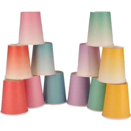 8pcs Colourful Disposable Paper Cups Solid Color Juice Cup Happy Birthday Party Decoration DIY Wedding Party Supplies