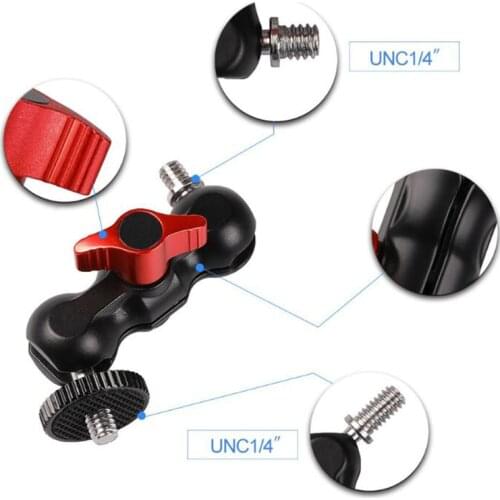 Dual Ball Head Hot Shoe Adapter Monitor Studio Camera Accessories 1/4" Screw for Gimbal Flash microphone lightting transmission