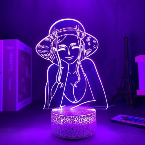 Acrylic Led Night Anime Lamp One Piece Motion Sensor Light Manga Nico Robin Teen Room Decoration USB Light Dropshipping