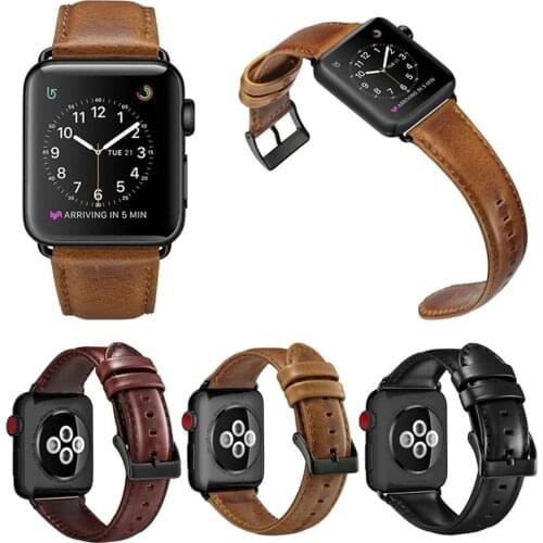 Oil Wax Leather Bracelet For Apple Watch Band 42mm 38mm 44mm 40mm Series 6 SE 5 4 3 2 1 Mens Watch Strap For iWatch Watchband