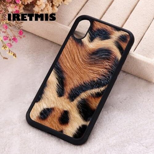 Iretmis 5 5S SE 2020 phone cover cases for iphone 6 6S 7 8 Plus X Xs Max XR 11 12 MINI Pro Soft Silicone TPU leopard fur heart