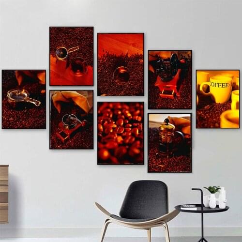 Kitchen Room Decoration Posters Prints Coffee Beans Foods Canvas Painting Vintage Wall Art Picture for Living Room Restaurant