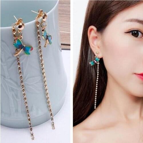 Ex691 Fashion Vintage simple alloy dragonfly tassel crystal Alloy chain Article earrings 2021 trend Womens Jewelry