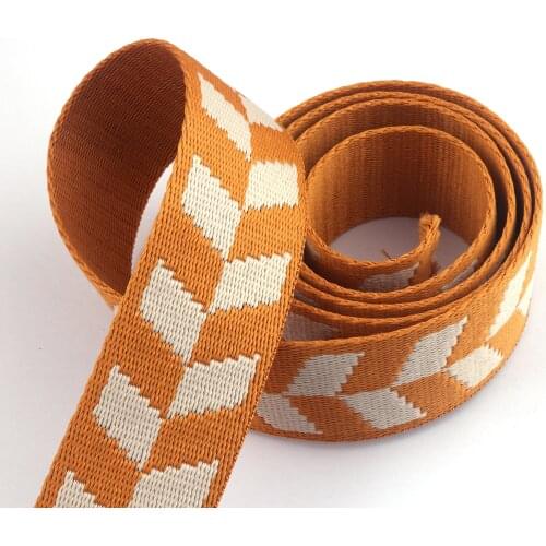 Cotton Webbing 38mm Stripe Fabric Webbing Belt Strap Yellow Bag Strap Canvas webbing Dog Collar Webbing Dog Leash