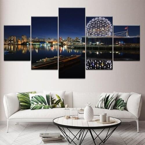 Canvas Painting Hong Kong Victoria Harbour 5 Pieces Wall Art Painting Modular Wallpapers Poster Print for living room Home Decor