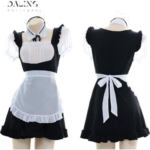 Anime apron Japanese Maid Costume Sexy Underwear Cosplay servant Lolita hot doll dress uniform sexy role play cute live show