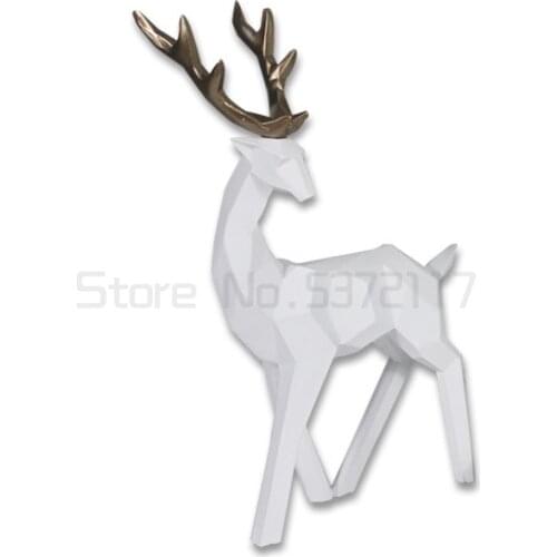Creative light luxury resin crafts living room TV cabinet study animal furnishings household WHITE ELK furnishings
