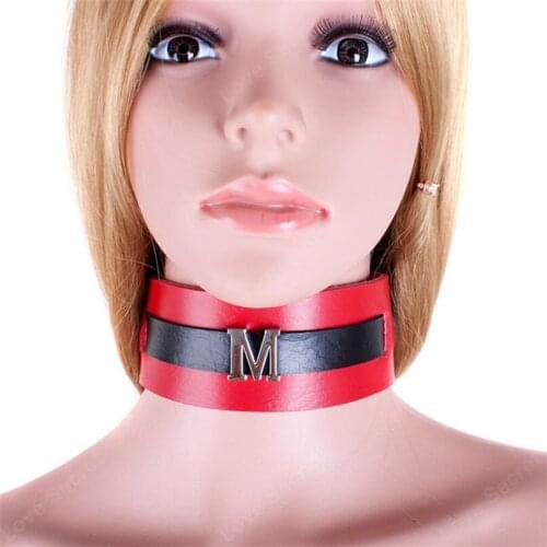 M Letter PU Leather Fetish Adult Collars For Women Sexy Collar Adult Games Sex Collar Toys Sex Products for Women Restraint Tool