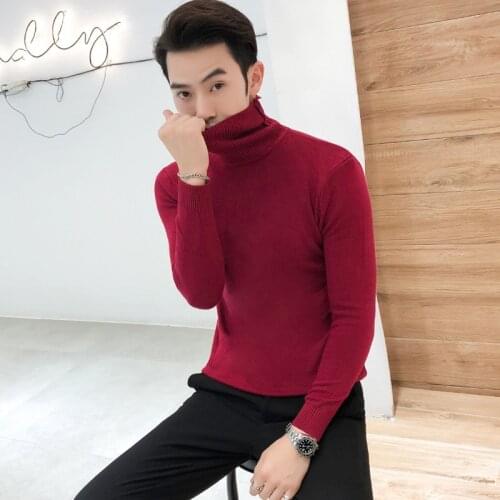 Mens Men Autumn Winter New Male Turtleneck Sweaters Sexy Knitted Pullovers Solid Color Casual Sweater Knitwear 2020 Hot