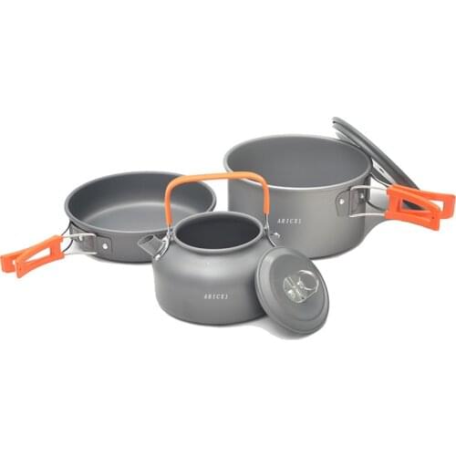 Outdoor Camping Utensils Dishes Cookware Set Picnic Hiking Heat Exchanger Pot Kettle Outdoor Tourism Tableware