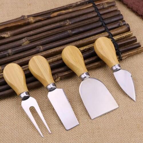 Cutting Baking Cheese Board Sets 4PCS/SET Oak Handle Knife Fork Shovel Kit Graters Cheese Tools Set LX8210