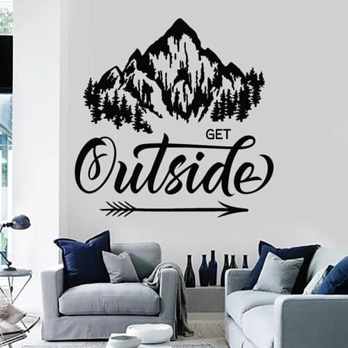 Get Outside Wall Decal Inspiration Phrase Nature Landscape Mountain Mural Vinyl Stickers Bedroom Living Room Home Decor Art E030
