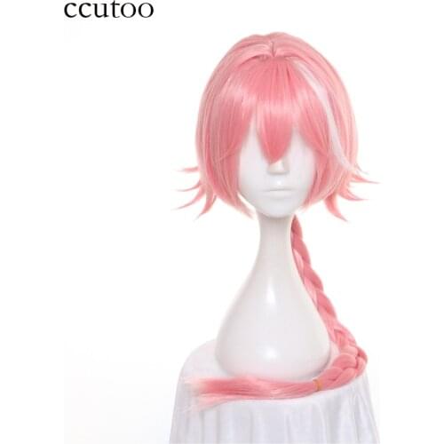 Ccutoo FGO Fate Apocrypha Astolfo 80cm Pink Mix Long Straight Braid Styled Synthetic Hair Cosplay Wig Heat Resistance Fiber