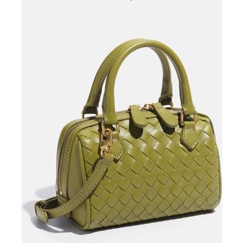 Luxury Women Brand Handbags Weave Leather Crossbody Top Handle Bags 2021 Fashion Designer Boston Bag Female Ladies Office Tote